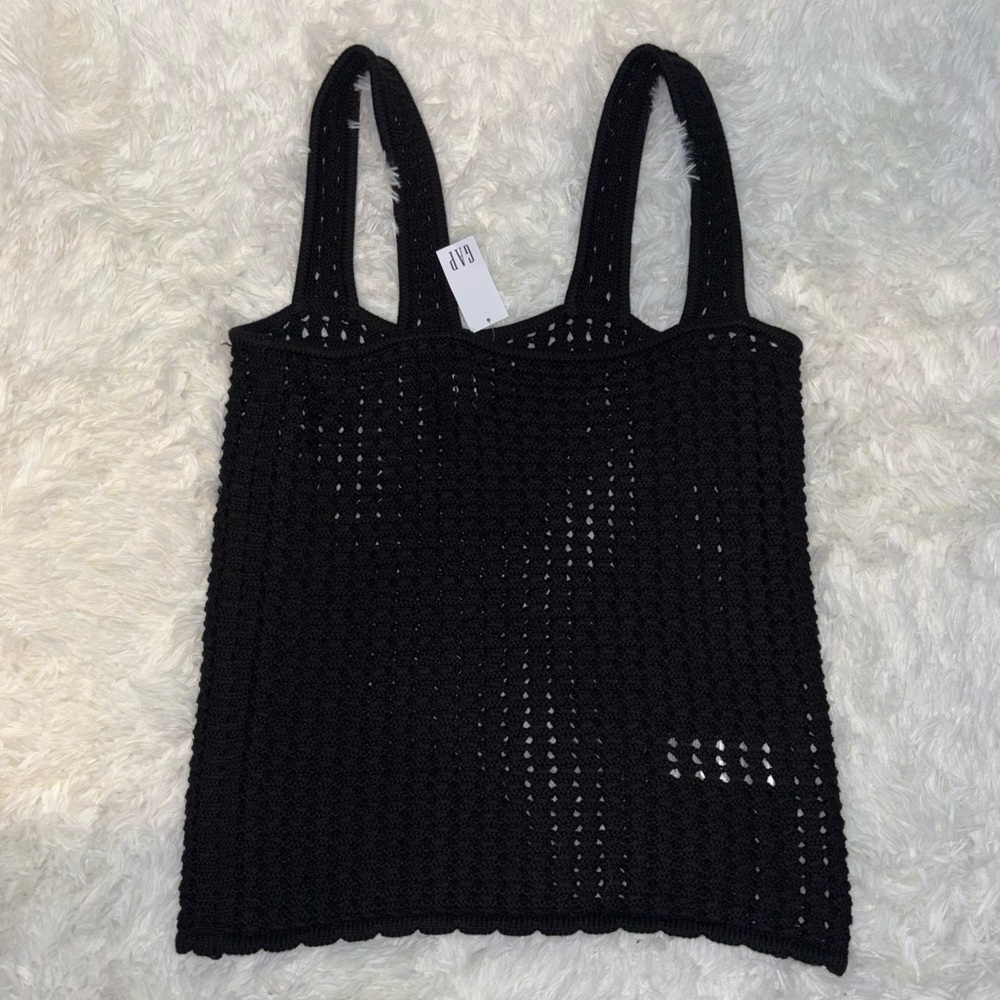 GAP Black Crocheted Tank Top